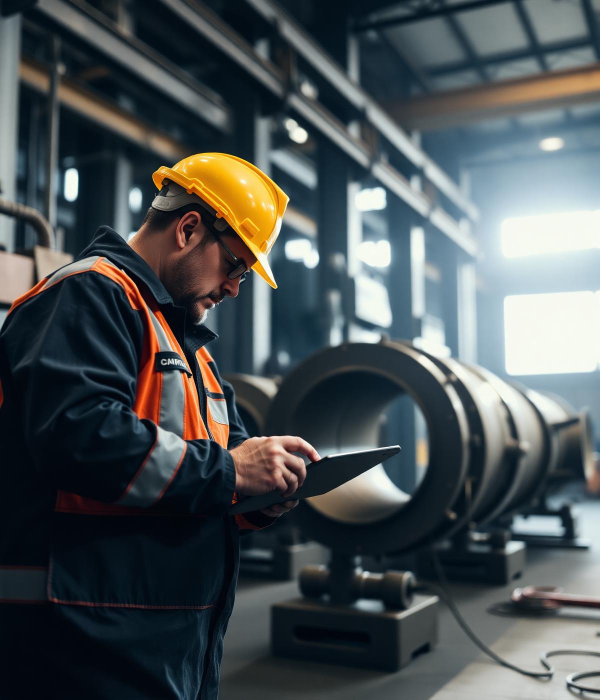 Lumos engineer inspecting industrial casting