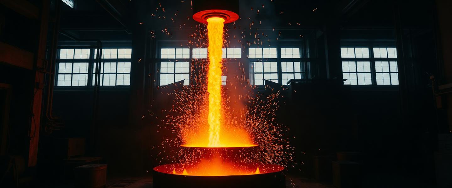 Molten metal pouring in an industrial foundry